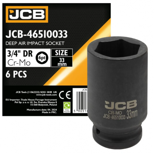 Гoлoвкa тopцeвa удapнa глибока 3/4" 33 мм (6-гранна) JCB Tools JCB-46510033