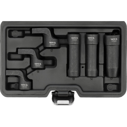 Торцевые головки для датчика температуры выхлопных газов EGT YATO, квадрат 3/8", M13, M14, M17 мм, Cr-V, 6 ед. YT-12003
