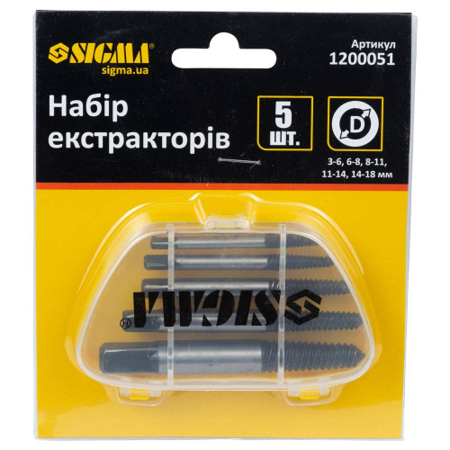 Набор экстракторов 5 шт. Ø 3-18 мм SIGMA 1200051