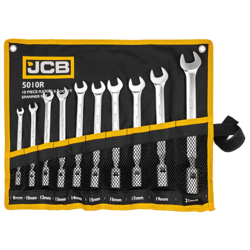Набор рожково-торцевых шарнирных ключей 10 пр. (8-21 мм) JCB Tools JCB-5010R