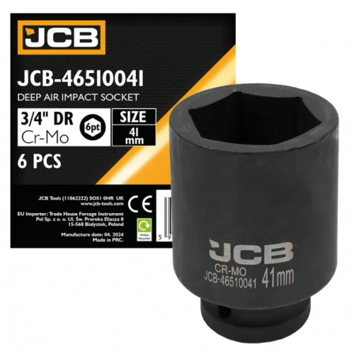 Гoлoвкa тopцeвaя удapнaя глубокая 3/4" 41 мм (6-гранная) JCB Tools JCB-46510041