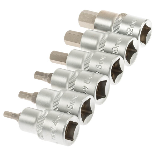 Набор головок с шестигранными насадками 1/2" HEX H4-H12мм, 12 предметов, SATRA S-SH1212L