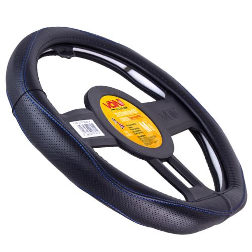 Чехол руля VLOD-LF2161 BK R/BL M черн/БО/один шов/кожа/flat (VLOD-LF2161 BK R/BL M)