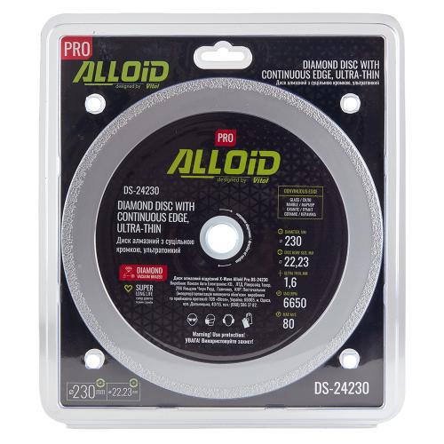 Диск алмазний із суцільною кромкою, ультратонкий Alloid Pro230мм