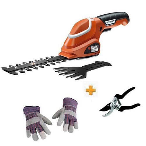 Кусторез-ножницы аккумуляторные 15 см; диаметр веток 8 мм; BLACK+DECKER GSL700KIT