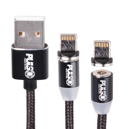 Кабель магнитный PULSO USB - Lightning 2,4А, 1m, black (только зарядка) (MC-2301L BK)