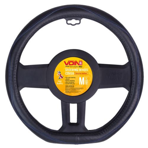 Чехол руля VLOD-LF2161 BK R/BL M черн/БО/один шов/кожа/flat (VLOD-LF2161 BK R/BL M)