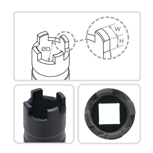 Головка 1/2" для клапана дизельної форсунки MAN, Mercedes-Benz, Scania TOPTUL JDEF1629