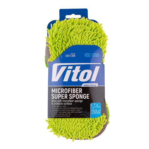 Губка для мойки авто микрофибра VSC-1395 23*11,5*6 cm (VSC-1395)