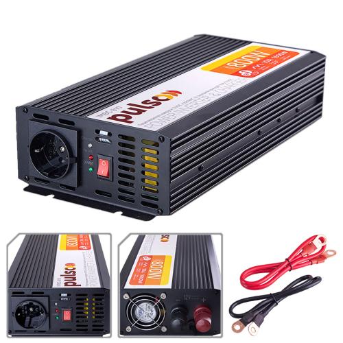 Преобраз. напряжения /Зарядн. уст-во PULSO IMBC-810/12V-220V/800W/10A/мод.волна/клеммы (IMBC-810 2в1)