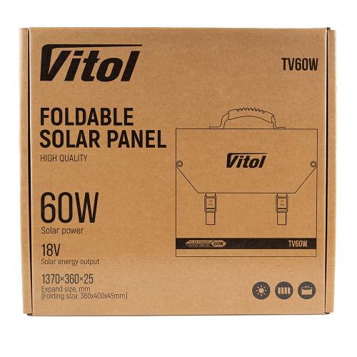 Портативная солнечная панель Vitol, складная TV60W, 60Вт/18В/3,3А (TV60W)