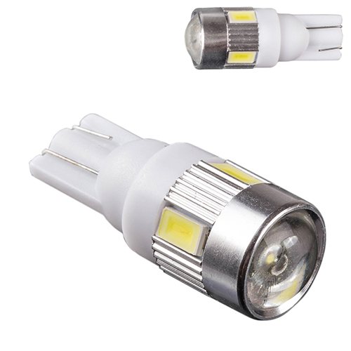 Лампа PULSO/габаритная/LED T10/W2.1x9.5d/W5W/6SMD-5630/12v/1w/240lm White with lens (LP-142446)