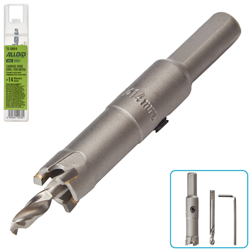 Сверло корончатое твердосплавное по металлу  Alloid Base  14мм
