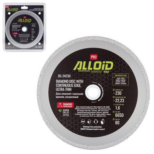 Диск алмазний із суцільною кромкою, ультратонкий Alloid Pro230мм