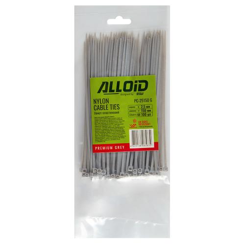 Хомут пластиковий Alloid 2.5 х 150 100шт/уп сірий