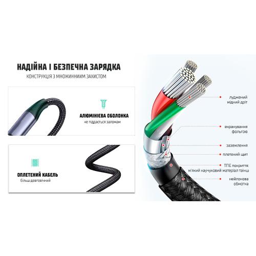 Кабель VOIN VP-3501C B Type C - Type C 5А/20V, QC4.0/PD 1m, black (быстрая зарядка/передача данных) (VP-3501C BK)