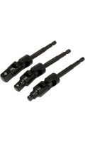 Держатели головок под шуруповерт с карданом YATO: -1/4",3/8",1/2", L=125мм, Cr-V, 3шт YT-04641