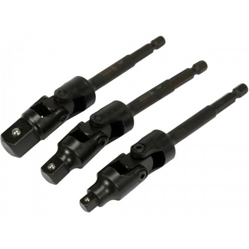 Держатели головок под шуруповерт с карданом YATO: -1/4",3/8",1/2", L=125мм, Cr-V, 3шт YT-04641