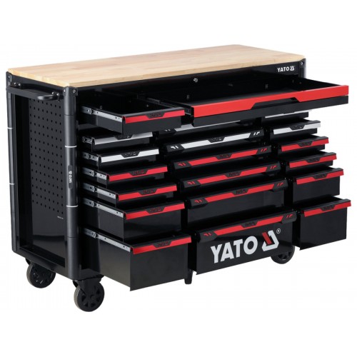 Шкаф-тележка для инструментов YATO на 6 колесах, 20 ящиков, 1425×575×1095 мм YT-09006