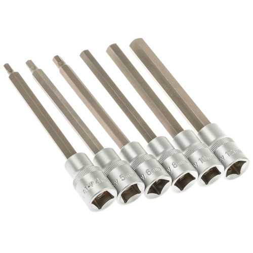 Набор головок с шестигранными насадками 1/2" HEX H4-H12мм, 12 предметов, SATRA S-SH1212L