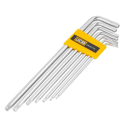 Набор экстрадлинных Г-образных ключей TORX с отверстием T10H–T40H, 7 шт. JCB Tools JCB-5071TXL