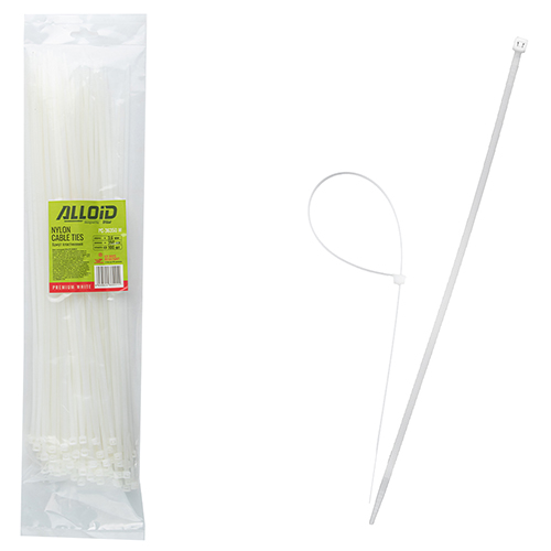 Хомут пластиковий Alloid 3.6 х 350 100 шт./уп. білий (PC-36350 W)