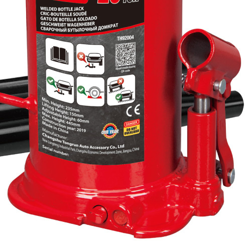 Домкрат гідравлічний пляшковий 20 т (235-445 мм, горизонтальна робота) TORIN TH92004C