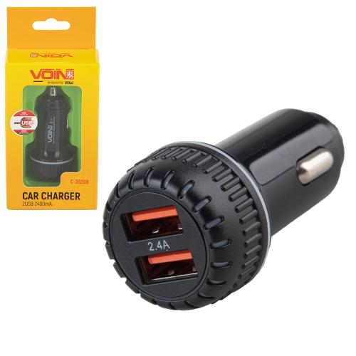 Автомобильное зарядное устройство VOIN C-36208, 2USB (12/24V - 5V 2,4A) (C-36208)