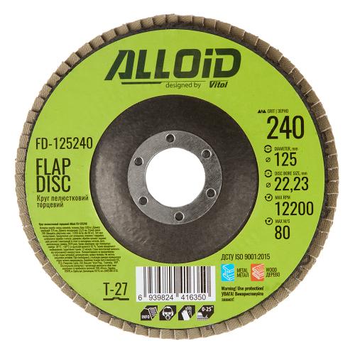 Круг лепестковый торцевой ALLOID 125 мм, зерно 240, T27