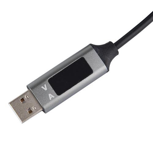 Кабель VOIN CC-3201C GY , USB - Type C 3А, 1m, grey с дисплеем (CC-3201C GY)