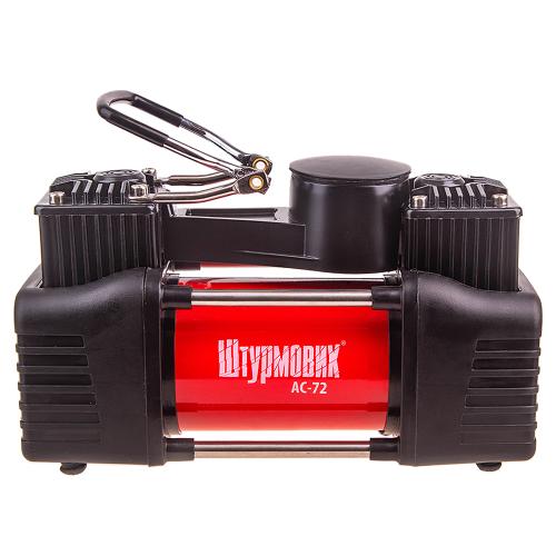 Компрессор "Штурмовик" AC-72 150psi/25Amp/90л/2 цилиндра/PU шланг 5,0м с дефлятором/клеммы АКБ (AC-72)