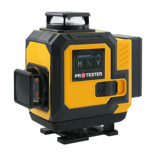 Лазерный уровень 16 линий 4D (2xH360/2xV360, LCD-дисплей, пульт ДУ + ШТАТИВ - зеленый луч) PROTESTER LL616G-TR