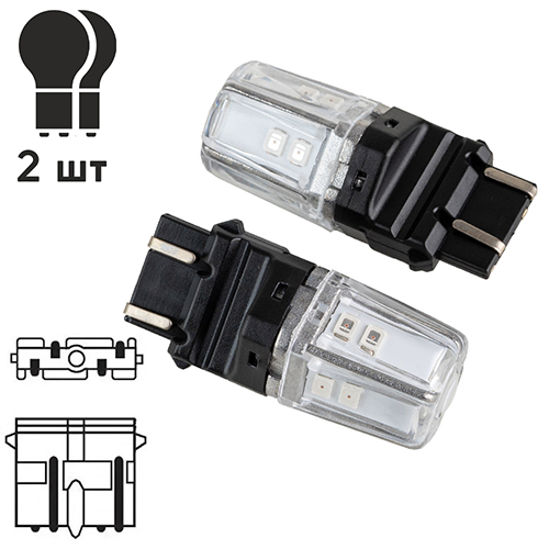 Лампа PULSO/габаритная/LED 3157/W2.5x16q/12SMD-2835/2контакта/9-36v/120/50lm/RED (LP-66315R)