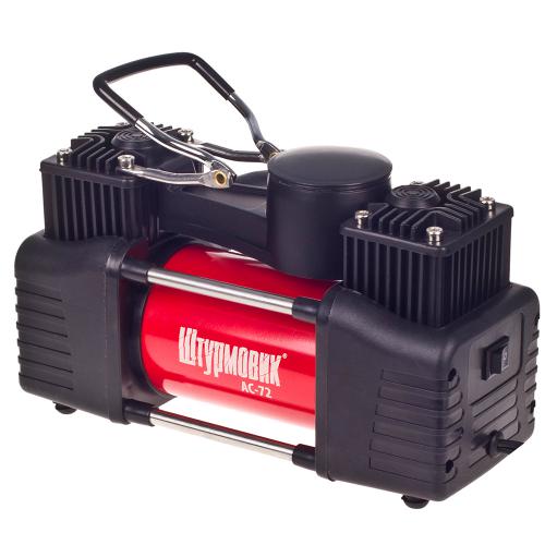 Компрессор "Штурмовик" AC-72 150psi/25Amp/90л/2 цилиндра/PU шланг 5,0м с дефлятором/клеммы АКБ (AC-72)