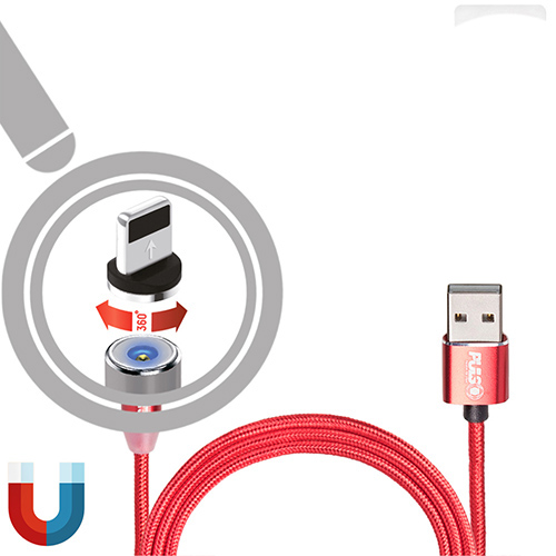Кабель магнитный PULSO USB - Lightning 2,4А, 1m, red (только зарядка) (MC-2301L RD)