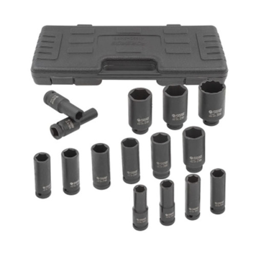 Головки ударные глубокие, набор 15пр., 1/2" (6гр.) F-4166D-5MPB