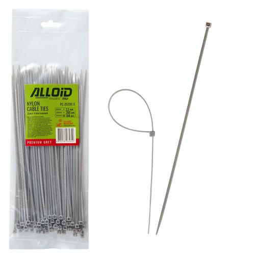 Хомут пластиковий Alloid 2.5 х 200 100шт/уп серый