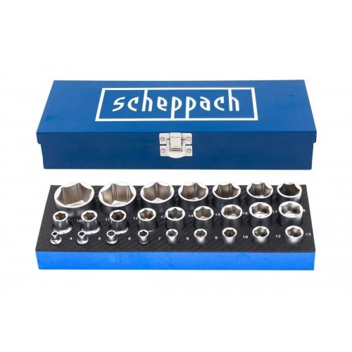 Набор головок комбинированный 6гранный 1/4" + 1/2"; (4-32мм), 25шт. SCHEPPACH SCH-50121G