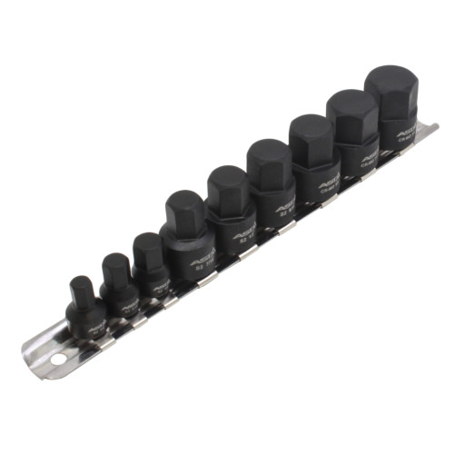 Набор ударных насадок дюймовых HEX 1/4", 3/8" (1/4"-3/4") 9 ед. ASTA A-1Z9S