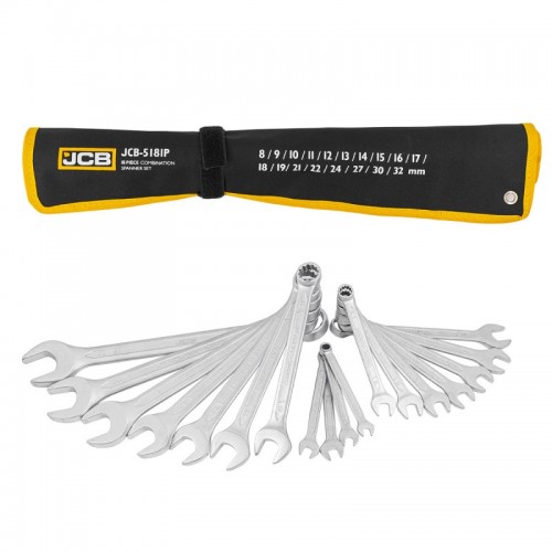 Набор ключей рожково-накидных JCB Tools в чехле, (8-32мм), 18од. JCB-5181P