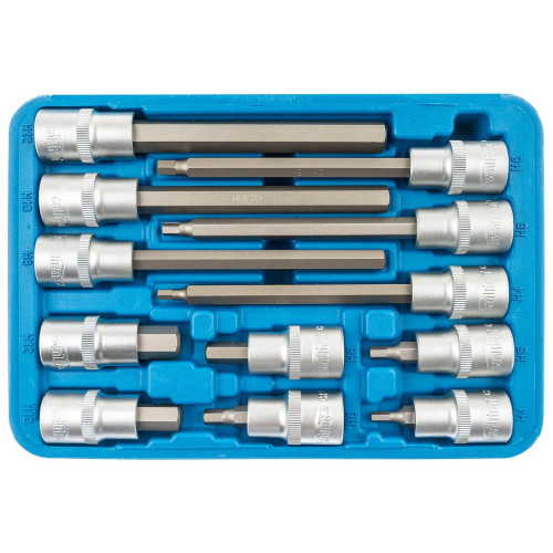 Набор головок с шестигранными насадками 1/2" HEX H4-H12мм, 12 предметов, SATRA S-SH1212L