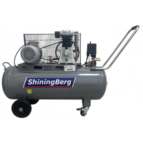 Компрессор ременной двухцилиндровый 100л. 380V., 2.2 кВт. 360 л/мин. ShiningBerg 18032025