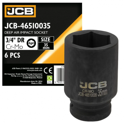 Гoлoвкa тopцeвaя удapнaя глубокая 3/4" 35 мм (6-гранная) JCB Tools JCB-46510035
