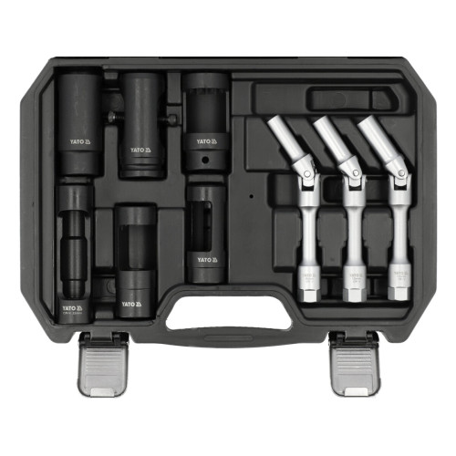 Набір ключів до свічок розжарювання та форсунок YATO з квадратами 1/2" і 3/8", 9 пр. YT-05349