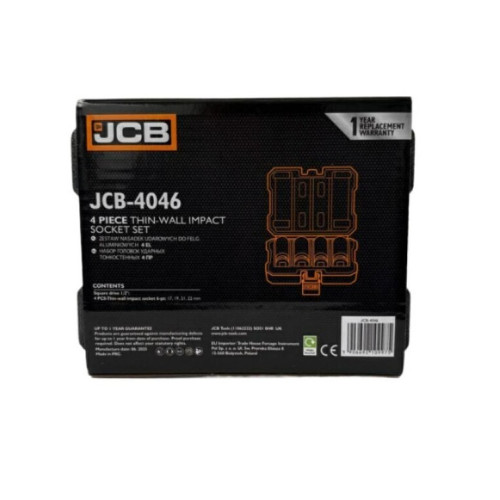 Набор ударных головок для легкосплавных дисков JCB 1/2" 17-22 мм, 4 предмета в кейсе JCB-4046