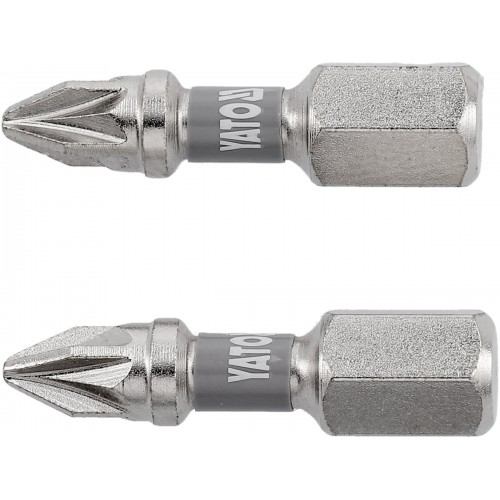 Биты для шуруповерта YATO; PZ1 х 25мм. сталь S2. 6-гранный хвостовик 1/4", 2шт. YT-78003