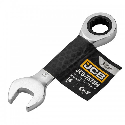 Ключ рожково-накидний з тріскачкою короткий 14мм JCB Tools JCB-757S14