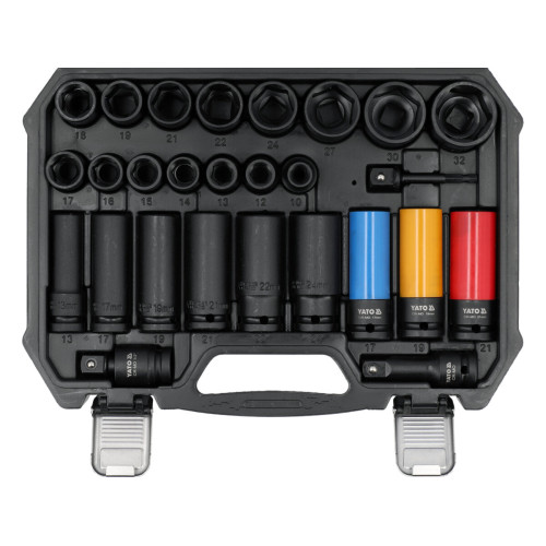 Набір ударних торцевих головок YATO 1/2", довгі і короткі, 10-32 мм, 27 предметів YT-10558