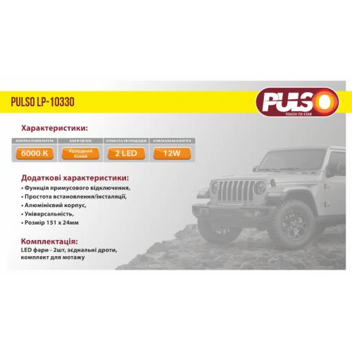 Фари дод./денного світла LP-10330 DRL COB/8W/12V/алюміній/151*24мм (LP-10330)