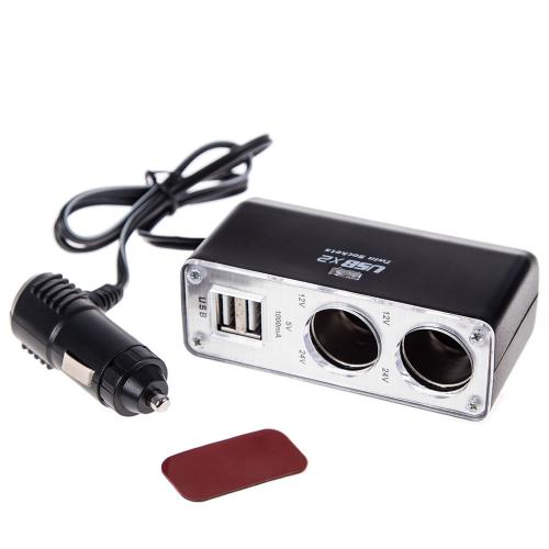 Подовжувач прикурювача 2 виходи+2 USB (1000 mA) /запобіжник (WF-0030) (WF-0030)